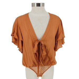 Intimately Free People Call Me Later Bodysuit Flutter Sleeve One Piece Small